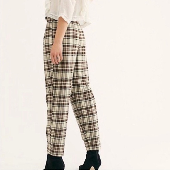 Free People • Brecan plaid high waisted trouser pant size XS - Picture 3 of 5